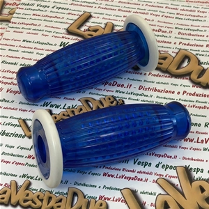 Paire de poignées BUBBLE SUPERFLEX 20 mm transparentes bleues pour VESPA 50 80 90 125 150 160 180 200 VNB 3 4 5 6 VB1 VBA VBB GL GS VS2 VS3 VS4 VS5 160 GS