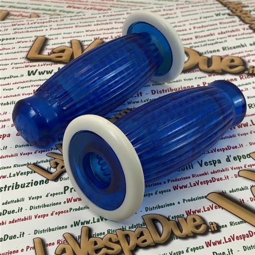 Paire de poignées BUBBLE SUPERFLEX 20 mm transparentes bleues pour VESPA 50 80 90 125 150 160 180 200 VNB 3 4 5 6 VB1 VBA VBB GL GS VS2 VS3 VS4 VS5 160 GS