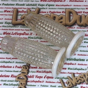 Coppia manopole BUBBLE SUPERFLEX 20 mm trasparenti chiare per VESPA 50 80 90 125 150 160 180 200 VNB 3 4 5 6 VB1 VBA VBB GL GS VS2 VS3 VS4 VS5 160 GS