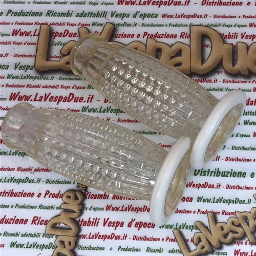 Coppia manopole BUBBLE SUPERFLEX 20 mm trasparenti chiare per VESPA 50 80 90 125 150 160 180 200 VNB 3 4 5 6 VB1 VBA VBB GL GS VS2 VS3 VS4 VS5 160 GS