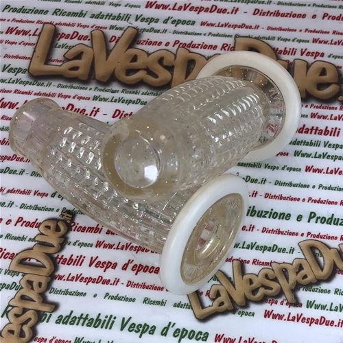 Coppia manopole BUBBLE SUPERFLEX 20 mm trasparenti chiare per VESPA 50 80 90 125 150 160 180 200 VNB 3 4 5 6 VB1 VBA VBB GL GS VS2 VS3 VS4 VS5 160 GS