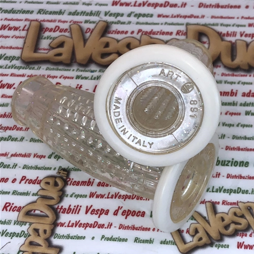 Coppia manopole BUBBLE SUPERFLEX 20 mm trasparenti chiare per VESPA 50 80 90 125 150 160 180 200 VNB 3 4 5 6 VB1 VBA VBB GL GS VS2 VS3 VS4 VS5 160 GS