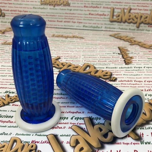 Paar BUBBLE SUPERFLEX 22 mm transparente blaue Griffe für VESPA 50 80 90 125 150 160 180 200 PRIMAVERA ET3 GT GTR SUPER TS GL SPRINT VELOCE SS PX PE