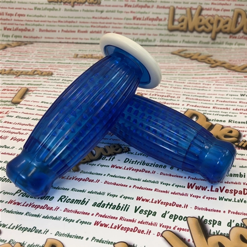 Paar BUBBLE SUPERFLEX 22 mm transparente blaue Griffe für VESPA 50 80 90 125 150 160 180 200 PRIMAVERA ET3 GT GTR SUPER TS GL SPRINT VELOCE SS PX PE