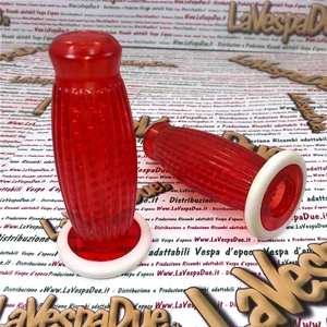 Paire de poignées BUBBLE SUPERFLEX 22 mm transparentes rouges pour VESPA 50 80 90 125 150 160 180 200 PRIMAVERA ET3 GT GTR SUPER TS GL SPRINT VELOCE SS PX PE