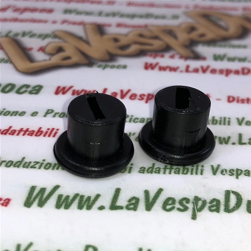 Par de casquillos negros SUPER RESISTENTES ANTIVIBRACIÓN para soporte de puerta lateral para VESPA 50 90 125 SPECIAL RL ET3 PRIMAVERA N.º 100408