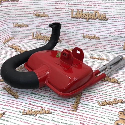 Silenciador de expansión modificado para VESPA PX PE SPRINT TS GT 125 150 LVD RACING PERFORMANCE ROAD RACE rojo con tubo de escape doble cromado