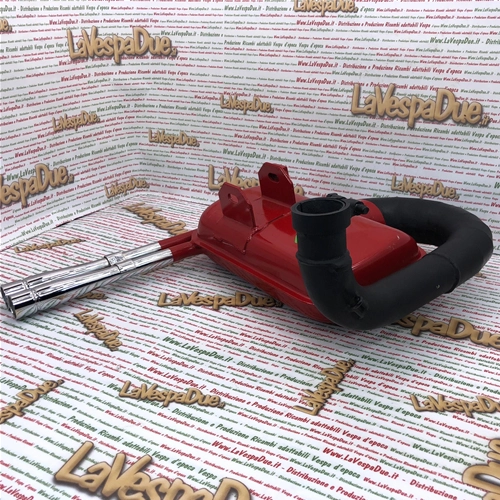 Silenciador de expansión modificado para VESPA PX PE SPRINT TS GT 125 150 LVD RACING PERFORMANCE ROAD RACE rojo con tubo de escape doble cromado