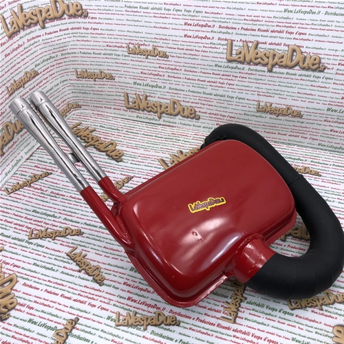 Silenciador de expansión modificado para VESPA PX PE SPRINT TS GT 125 150 LVD RACING PERFORMANCE ROAD RACE rojo con tubo de escape doble cromado