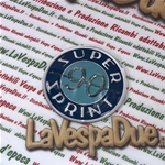 Coppia Adesivi scudetto laterale tondo resinato su base alluminio per bauletto porta oggetti per VESPA 90 SS SUPER SPRINT