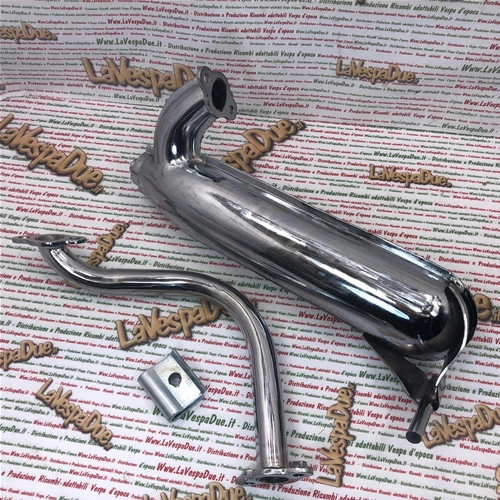 Pot d'échappement chromé type torpille pour Vespa 50/90 SS, adaptable aux modèles 50/90/125 NLR Special (homologué).