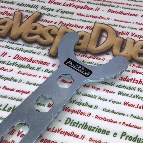 Llave de acero tratada PINASCO 25350001, específica para bloquear el volante durante el montaje. Encendidos electrónicos PINASCO FLYTECH.