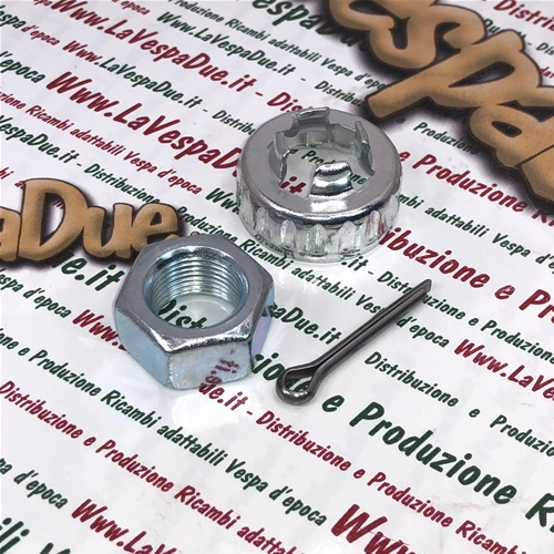Kit écrou cuvette, rondelle et goupille fendue pour axe de roue arrière VESPA 50 90 125 150 160 180 200 ro 194423 194424