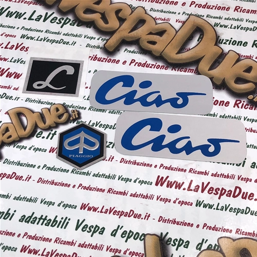 Juego de letras y pegatinas de aluminio para la base delantera y lateral de Piaggio Ciao 50 Lusso