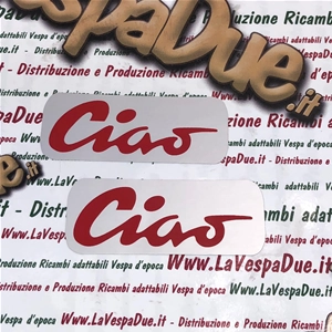 Plaque adhésive latérale pour Piaggio CIAO sur feuille d'aluminium satiné, autocollant à lettrage rouge pour PIAGGIO 50 CIAO première série C7 C9