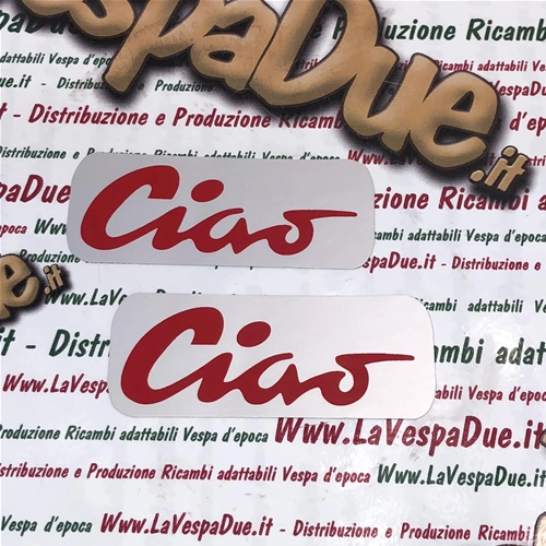 Plaque adhésive latérale pour Piaggio CIAO sur feuille d'aluminium satiné, autocollant à lettrage rouge pour PIAGGIO 50 CIAO première série C7 C9