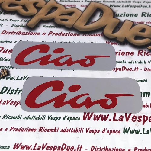 Plaque adhésive latérale pour Piaggio CIAO sur feuille d'aluminium satiné, autocollant à lettrage rouge pour PIAGGIO 50 CIAO première série C7 C9
