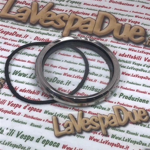 Kit de restauración y revisión para marco cromado y cristal de velocímetro de plástico, compuesto por 5 componentes, para VESPA 80 125 150 200 PE PX primera serie.