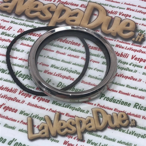 Kit de restauración y revisión para marco cromado y cristal de velocímetro de plástico, compuesto por 5 componentes, para VESPA 80 125 150 200 PE PX primera serie.