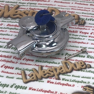 Tappo serbatoio ANTIFURTO cromato con serratura per VESPA 125 150 160 200 RALLY SPRINT TS VNB VBB VBA GT GTR GL GS