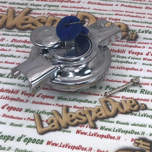 Tappo serbatoio ANTIFURTO cromato con serratura per VESPA 125 150 160 200 RALLY SPRINT TS VNB VBB VBA GT GTR GL GS
