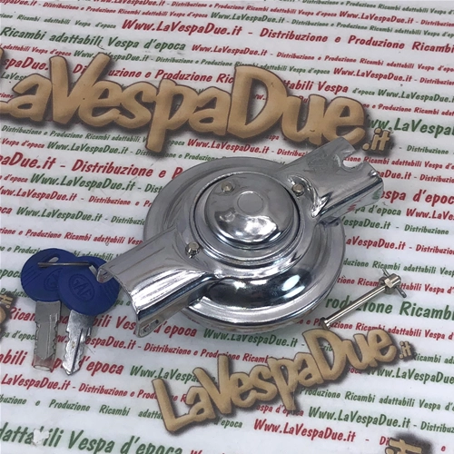 Tappo serbatoio ANTIFURTO cromato con serratura per VESPA 125 150 160 200 RALLY SPRINT TS VNB VBB VBA GT GTR GL GS