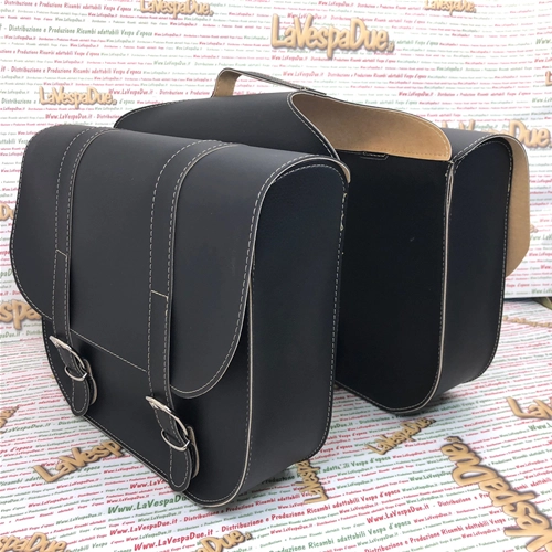 Schwarze Seitentaschen für PIAGGIO CIAO SI BOXER BRAVO 50 75 Moped, Hecktasche aus Kunstleder