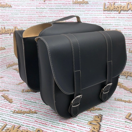 Schwarze Seitentaschen für PIAGGIO CIAO SI BOXER BRAVO 50 75 Moped, Hecktasche aus Kunstleder