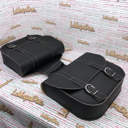 Schwarze Seitentaschen für PIAGGIO CIAO SI BOXER BRAVO 50 75 Moped, Hecktasche aus Kunstleder