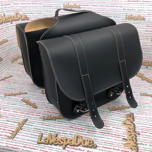 Schwarze Seitentaschen für PIAGGIO CIAO SI BOXER BRAVO 50 75 Moped, Hecktasche aus Kunstleder