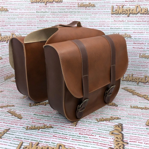 Heckseitentaschen aus braunem Kunstleder für PIAGGIO CIAO SI BOXER BRAVO Mopeds