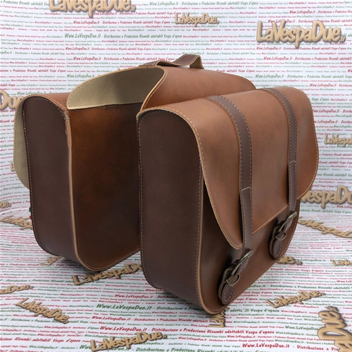 Heckseitentaschen aus braunem Kunstleder für PIAGGIO CIAO SI BOXER BRAVO Mopeds