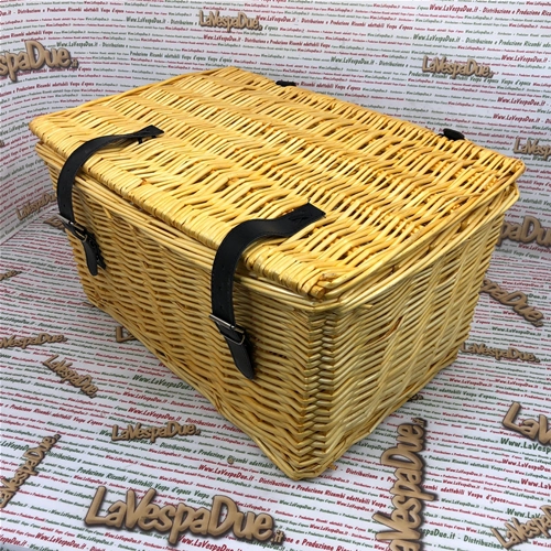 Panier à bagages en osier 47 x 31 x 25 cm (hauteur), porte-bagages, coffre, couleur naturelle, compatible Vespa, Lambretta, Ciao Bravo, Boxer, Si 50, 90, 125, 150, 160, 180, 200