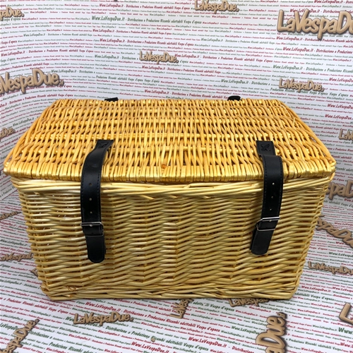 Panier à bagages en osier 47 x 31 x 25 cm (hauteur), porte-bagages, coffre, couleur naturelle, compatible Vespa, Lambretta, Ciao Bravo, Boxer, Si 50, 90, 125, 150, 160, 180, 200