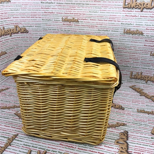 Panier à bagages en osier 47 x 31 x 25 cm (hauteur), porte-bagages, coffre, couleur naturelle, compatible Vespa, Lambretta, Ciao Bravo, Boxer, Si 50, 90, 125, 150, 160, 180, 200