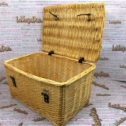 Panier à bagages en osier 47 x 31 x 25 cm (hauteur), porte-bagages, coffre, couleur naturelle, compatible Vespa, Lambretta, Ciao Bravo, Boxer, Si 50, 90, 125, 150, 160, 180, 200