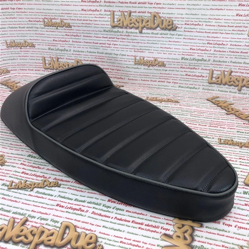 Black single-seater hump seat, SPORT model, without lock, for VESPA PX 80 125 150 200 PE LUSSO PX 98 MY, black, suitable for 125 VNA VNB GT GTR SUPER TS 150 VBA VBB GL SPRINT V. SUPER