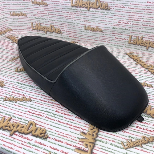 Black single-seater hump seat, SPORT model, without lock, for VESPA PX 80 125 150 200 PE LUSSO PX 98 MY, black, suitable for 125 VNA VNB GT GTR SUPER TS 150 VBA VBB GL SPRINT V. SUPER