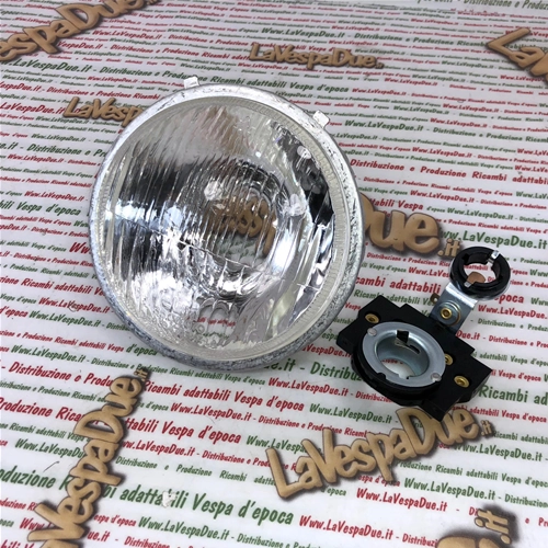 Phare en verre avec support de lampe pour Vespa 50 90 SS Super Sprint 125 Primavera 150 Super (réf. 091390, 193798, 143075, 144773)