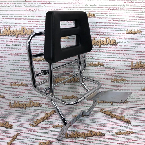 Porte-bagages arrière avec dossier chromé pour Vespa 125, 150 et 200 PX PE, avec ou sans frein à disque
