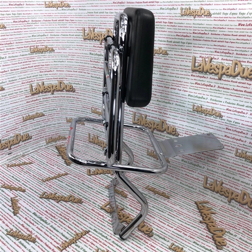 Porte-bagages arrière avec dossier chromé pour Vespa 125, 150 et 200 PX PE, avec ou sans frein à disque