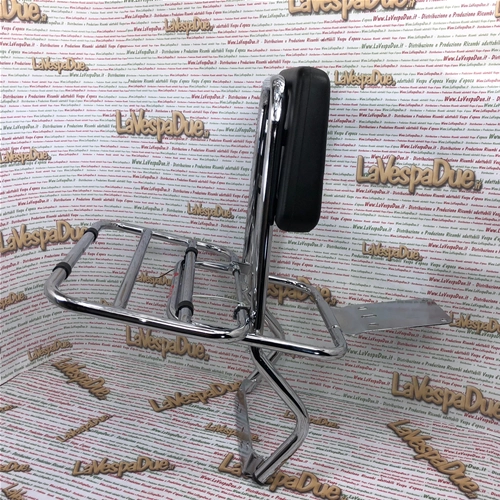 Porte-bagages arrière avec dossier chromé pour Vespa 125, 150 et 200 PX PE, avec ou sans frein à disque