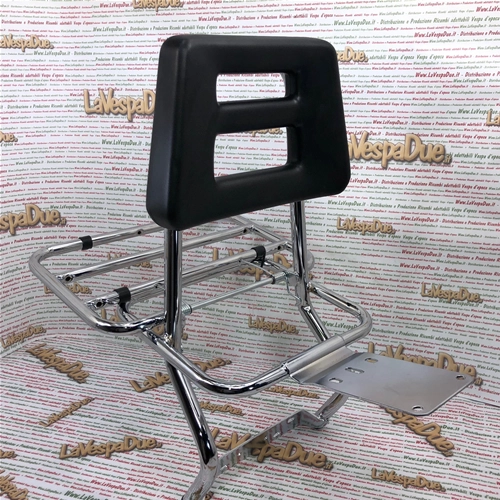 Porte-bagages arrière avec dossier chromé pour Vespa 125, 150 et 200 PX PE, avec ou sans frein à disque