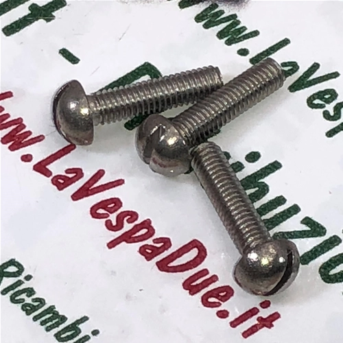 Tornillo de cabeza redonda de acero inoxidable 18/8 UNI 254 de 3 mm x 20 mm para fijación de claxon VESPA y diversas aplicaciones. Producto italiano, antiguo stock.