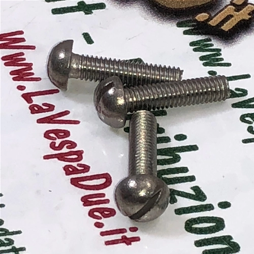 Tornillo de cabeza redonda de acero inoxidable 18/8 UNI 254 de 3 mm x 20 mm para fijación de claxon VESPA y diversas aplicaciones. Producto italiano, antiguo stock.