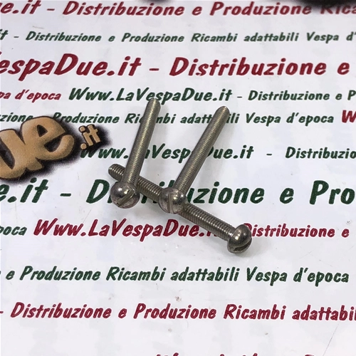 Tornillo de cabeza redonda de acero inoxidable 18/8 UNI 254 de 3 mm x 30 mm para fijación de claxon VESPA y diversas aplicaciones. Producto italiano, antiguo stock.