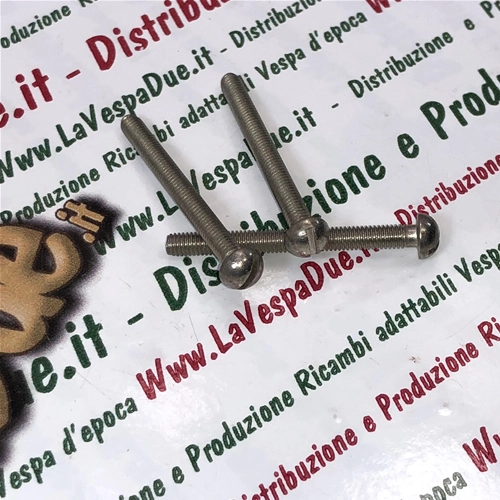 Tornillo de cabeza redonda de acero inoxidable 18/8 UNI 254 de 3 mm x 30 mm para fijación de claxon VESPA y diversas aplicaciones. Producto italiano, antiguo stock.