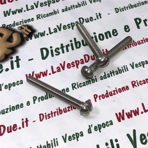 Tornillo de cabeza redonda de acero inoxidable 18/8 UNI 254 de 3 mm x 25 mm para fijación de claxon de VESPA y diversas aplicaciones. Producto italiano, de stock antiguo.