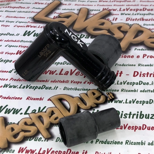 Cappuccio attacco candela NGK LB05FP in resina fenolica per candela con resistore per VESPA APE LAMBRETTA CIAO 5KOHM