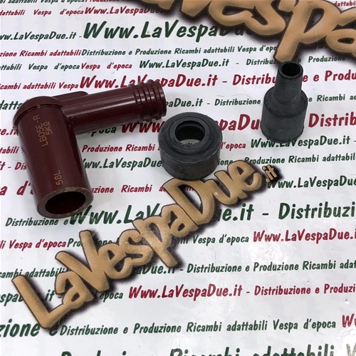 Cappuccio attacco candela NGK LB05E-R rossa in resina fenolica per candela con resistore per VESPA APE LAMBRETTA CIAO